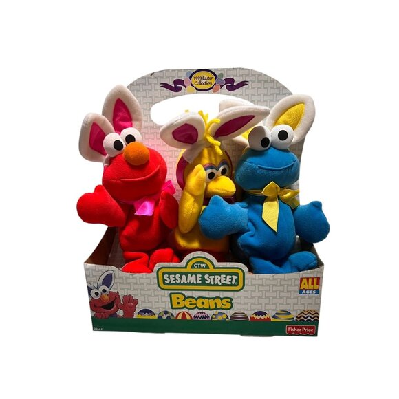 Sesame Street Easter Bean Plush Set 1999 New in Box - Picture 1 of 3